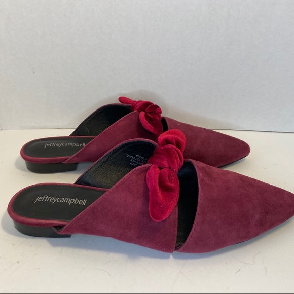 Jeffrey Campbell Shoes - JEFFREY CAMPBELL Red Velvet Bow Charlin Slides